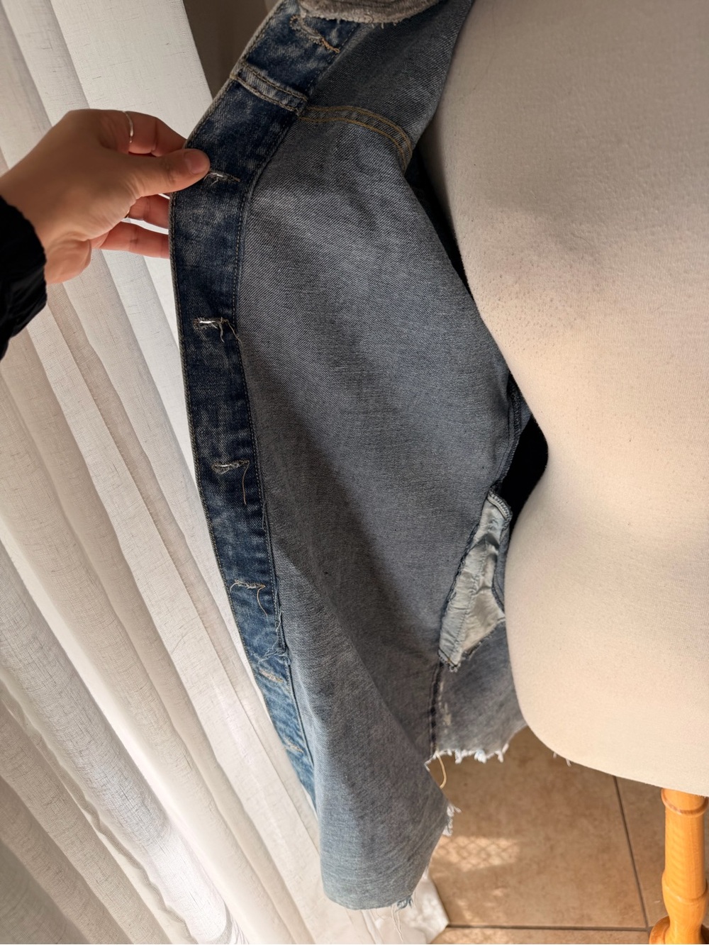 Thrill Jeans Hooded Denim Jacket XL Oversized Acid Wash Distressed - Picture 5 of 6